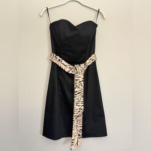 H&M Black Strapless Dress with Animal Print Belt